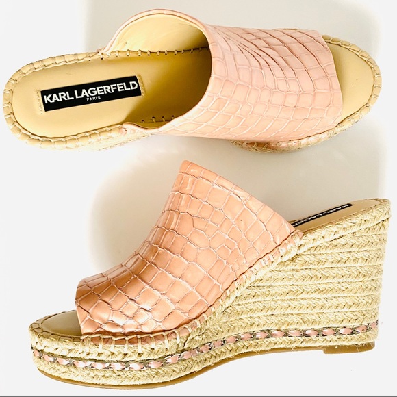 NWT: KARL LAGERFELD | Jute Platform Mules - Picture 3 of 4